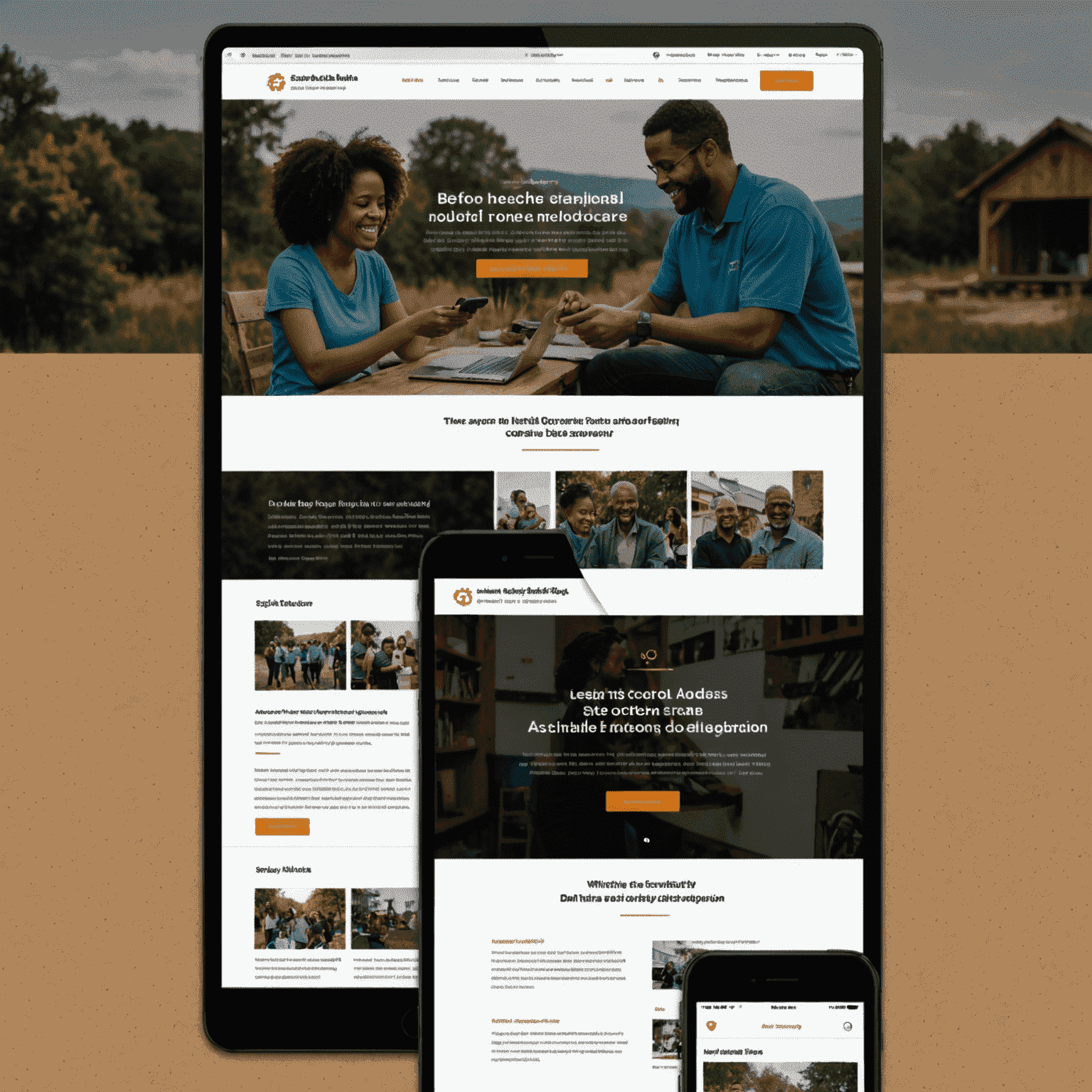 Before and after images of a nonprofit website, showing a dramatic improvement in design, accessibility, and donation functionality