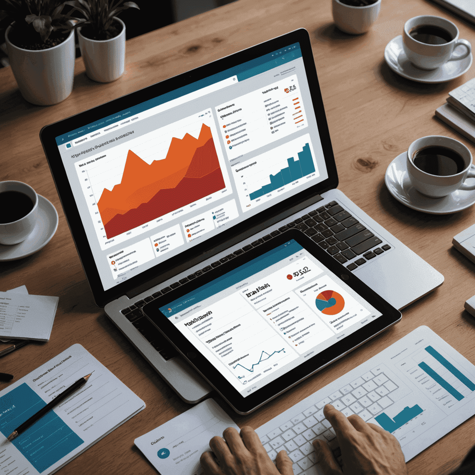 A custom-built CRM interface showing various modules for customer management, sales tracking, and analytics